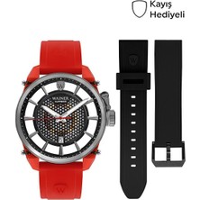 Wainer WA.11200-D Erkek Kol Saati – Kırmızı Silikon & Çelik, Safir Cam, 5 Atm