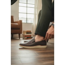 Enoch Kahverengi Hakiki Deri Lazer Kesim Delikli ve Comfort Tabanlı Erkek Loafer Ayakkabı