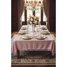 Çt Çeyizci Tekstil Kadife Dertsiz Tek Masa Örtüsü 160X220CM | Dantelli Kadife Yemek Masası Örtüsü 160X220CM Tek Masa