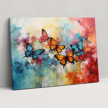 Popcas  Aborjin Soyut Kelebekler Kanvas Tablo