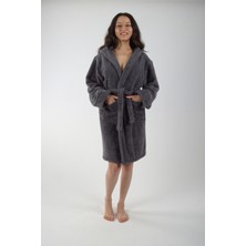 Reina Teks Welsoft Sabahlık Kapüşonlu Peluş Bornoz 1 Adet Çift Cepli Unisex