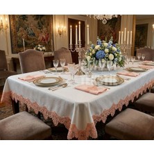 Çt Çeyizci Tekstil Tek Masa Örtüsü Pitikare 160X220CM | Dantelli Yemek Masası Örtüsü 160X220CM Tek Masa