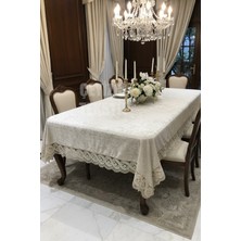 Çt Çeyizci Tekstil Kadife Tek Masa Örtüsü 160X220CM | Dantelli Yemek Masası Örtüsü 160X220CM Tek Masa