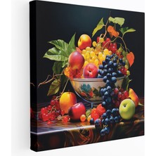 Popcas  Doğal Yaşam Klasik Kanvas Tablo Taze Meyve Dolusu Kase