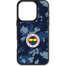 iPhone 16 Pro Uyumlu Fenerbahçe Mavi Kamuflaj Cam Lisanslı Telefon Kılıfı