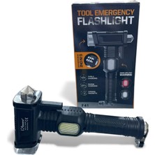 Kenko 6 Modlu Şarj Göstergeli Acil Durum El Feneri Yıldız Düz Tornavida Cam Kırıcılı Profesyonel El Feneri