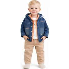 İrem Çocuk Giyim Erkek Çocuk Cep Detaylı Kot Ceket Uzun Kol Gömlek Tişört Keten Pantolon Dörtlü Şık Takım