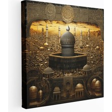 Popcas  Kaabe Duvar Sanatı - Islam Hat Sanatı Kanvas Tablo - Ev Dekorasyonu Duvar Sanatı