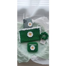 Esu Accessory Bohem Papatya Serisi: 4 Parça El Emeği Aksesuar ve Düzenleyici Seti - Yeşil