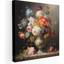 Popcas  Klasik Çiçekli Natürmort Kanvas Tablo Zamansız Güzellik