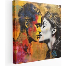 Popcas  Soyut Öpücük Duvar Sanatı - Canlı Soyut Etkileyici