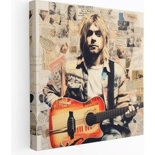 Popcas  Kurt Cobain Kanvas Tablo - Kolaj Duvar Sanatı - Kurt Cobain Kolaj El Yazısı Notlar Kanvas Tablo