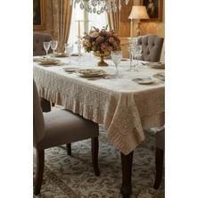 Çt Çeyizci Tekstil Kadife Dertsiz Tek Masa Örtüsü 120X160CM | Dantelli Kadife Yemek Masası Örtüsü 120X160CM Tek Masa