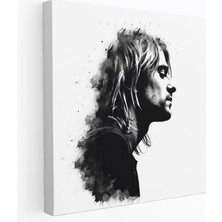 Popcas  Kurt Cobain Kanvas Tablo - Minimalist Siluet Duvar Sanatı