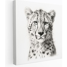 Popcas  Çita Kanvas Tablo Detaylı Desenler Yavru Çita ile Duvar Dekorasyonu