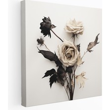Popcas  Kuru Çiçek Kanvas Tablo Siyah ve Beyaz Tasarım