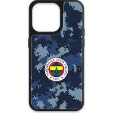 iPhone 13 Pro Uyumlu Fenerbahçe Mavi Kamuflaj Cam Lisanslı Telefon Kılıfı
