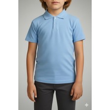 Unisex Çocuk Polo Yaka Okul Tişört Basic Kısa Kollu
