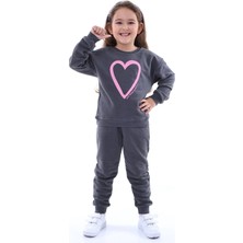 Kyex Kids Kız Çocuk Alt Üst Antrasit 3 Iplik Takım
