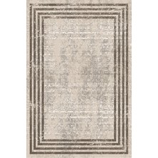 Kilim Home Mars 2077 Kahverengi Çerçeve Desenli Yıkanabilir Kaymaz Salon Halısı, Koridor ve Mutfak Halısı