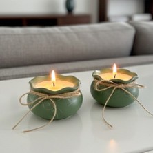 Nigi Store Hasır Ipli 2'li I Bohça Mum Seti - Hediyelik Dekoratif Masa Salon Banyo Eşyası