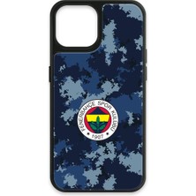 iPhone 14 Uyumlu Fenerbahçe Mavi Kamuflaj Cam Lisanslı Telefon Kılıfı