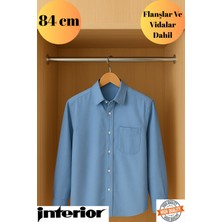 mobilyap Interior - Dolap Içi (84 Cm) Yuvarlak Krom Askı Borusu( Askı Borusu + Flanş + Vida) - Premium Kalite