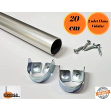 mobilyap Demsa -20 cm Dolap Içi Yuvarlak Askı Borusu 1.kalite 2 Adet Flanş ve Vidalar Içinde