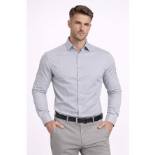 Colvis Man Erkek Gri Slim Fit Pamuk Saten Gömlek Modern Dar Kesim Şık Hediye Kutulu