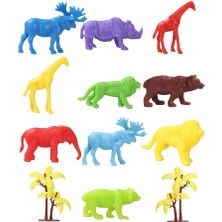 İsmiyle Al 669 Toy Play 12 Parça Renkli Mini Vahşi Hayvanlar Figür Seti 4-6 cm