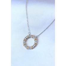İsmiyle Al 316L Çelik Gümüş Renk Zirkon Taşlı Gold Detay Xoxo Kadın Kolye