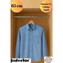 Interior - Dolap Içi (85 Cm) Yuvarlak Krom Askı Borusu( Askı Borusu + Flanş + Vida) - Premium Kalite