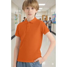 Unisex Çocuk Polo Yaka Okul Tişört Basic Kısa Kollu