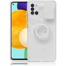 İsmiyle Al Sm Galaxy A21S (SM-A217) Kılıf Sürgülü Kamera Lens Korumalı Yüzük Standlı Silikon Kılıf-(