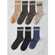 7 Çift Çizgi Desenli Çorap