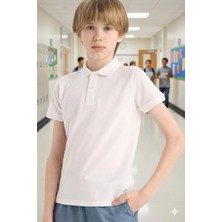 Unisex Çocuk Polo Yaka Okul Tişört Basic Kısa Kollu