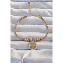 İsmiyle Al 316L Çelik Gold Renk Zirkon Taş Aksesuarlı Fatma Ana Eli Bileklik