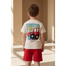 Monila Erkek Çocuk Pamuklu Traktor Baskılı T-Shirt ve Şort 2'li Takım