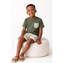 Monila Erkek Çocuk Geometrik Baskılı Pamuklu Şortlu Altüst Takım