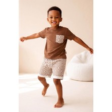 Monila Erkek Çocuk Geometrik Baskılı Pamuklu Şortlu Altüst Takım