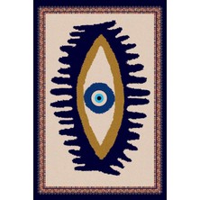 Kilim Home Göz Temalı Mavi Pastel Tonlarında Nazar Boncuğu Dokuma Taban Salon Halısı Çocuk Halısı  Mars 252