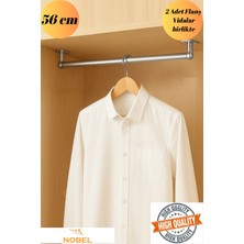 mobilyap Nobel - Dolap Içi (56 Cm) Yuvarlak Krom Askı Borusu( Askı Borusu + Flanş + Vida) - Premium Kalite