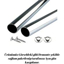 mobilyap Interior Dolap Içi (139 Cm) Yuvarlak Krom Askı Borusu( Askı Borusu + Flanş + Vida) - Premium Kalite