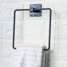 İsmiyle Al Kendiliğinden Yapışkanlı Siyah Paslanmaz Metal Kare Havluluk (5047)