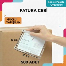Erfa Plastik Ambalaj Kargo Fatura Cebi 19X26 cm 500 Adet Kargo Evrak Poşeti Şeffaf Yapışkanlı Su Geçirmez, Dayanıklı