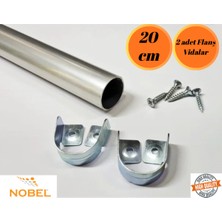 mobilyap Nobel -20 cm Dolap Içi Yuvarlak Askı Borusu 1.kalite 2 Adet Flanş ve Vidalar Içinde