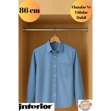 mobilyap Interior - Dolap Içi (86 Cm) Yuvarlak Krom Askı Borusu( Askı Borusu + Flanş + Vida) - Premium Kalite