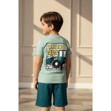 Monila Erkek Çocuk Pamuklu Traktor Baskılı T-Shirt ve Şort 2'li Takım