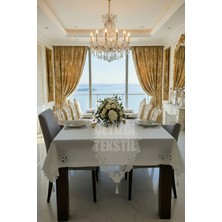 Çt Çeyizci Tekstil Masa Örtüsü Yemek Takımı 12 Kişilik 26 Parça Fransız Dantelli – Ekru