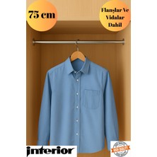 Interior - Dolap Içi (75 Cm) Yuvarlak Krom Askı Borusu( Askı Borusu + Flanş + Vida) - Premium Kalite